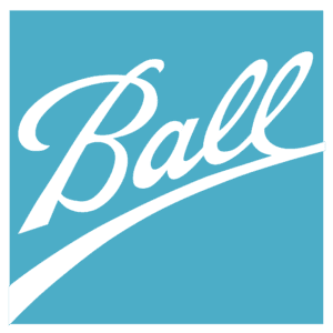 Ball Corporation Logo with light blue background and white lettering