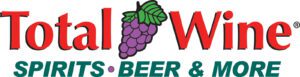 Total Wine & More's logo, which features Total Wine, Spirits, Beer & More in red and green text with a  purple grape illustration